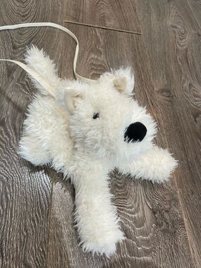 Jellycat Cream and White Plush Dog Bag with Black Cat Logo